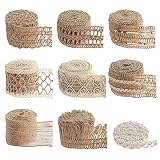 VGOODALL 9 Rolls Jute Ribbons,Lace Craft Ribbon Burlap 18 Meters for Crafts Wrap