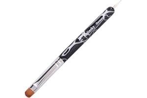 MOND'SUB French Manicure Brush - Two Way Nail Art Brush with Dotting Tool for Cuticle Clean Up & Nail Art Design - Professional Salon Quality, Black (14#)