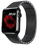 top4cus 42mm Whole Part Double Electroplating 1:1 Mold Stainless Steel Replacement Link Bracelet Band with Double Button Folding Clasp Apple Watch Band for Apple Watch 42mm - black