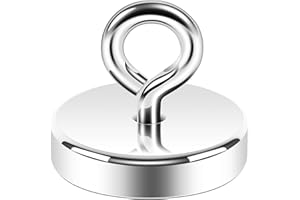 Neosmuk Silver Fishing Magnet, 1.75 inches Magnet Strong Magnets Heavy Duty with Eyebolt, Super Neodymium High Power Magnets with Handle for Pick Up Nails