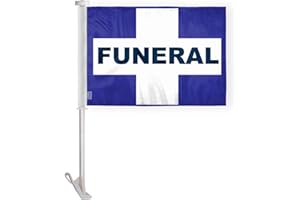 A.G.A.S MANUFACTURING GROUP AGAS Car Window Funeral Cross Car Flags - 10.5x15 inch White Cross on Purple, Double-Sided, Super Knit Polyester, Unbreakable Stiff Pole
