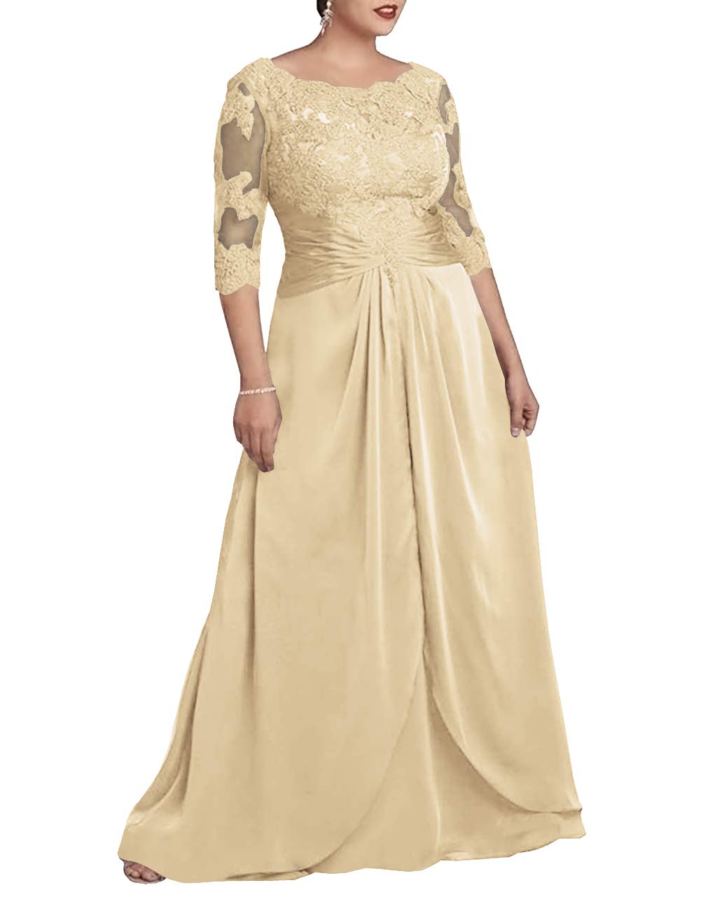 Mother of The Bride Dresses Long Evening Formal Gowns Lace Appliques 3/