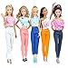 E-TING 5 Sets Quality Doll Clothes Handmade Blouse Pants Outfit Casual Wear For Barbie Dolls