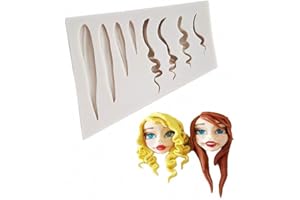 FEWO Girl Doll Hair Silicone Clay Mold Woman Hair Fondant Mould Cake Decorating Tools Gumpaste Polymer Clay Crafting