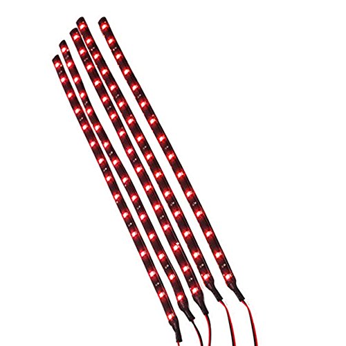 Etopars 5 X Red 12V 15 Led 30cm Car Auto Vehicle Grille Flexible Waterproof Underbody Light Strip