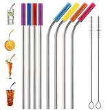 Tker Stainless Steel Straws Set of 8, 10.5’’ Long Reusable Metal Drinking Straws