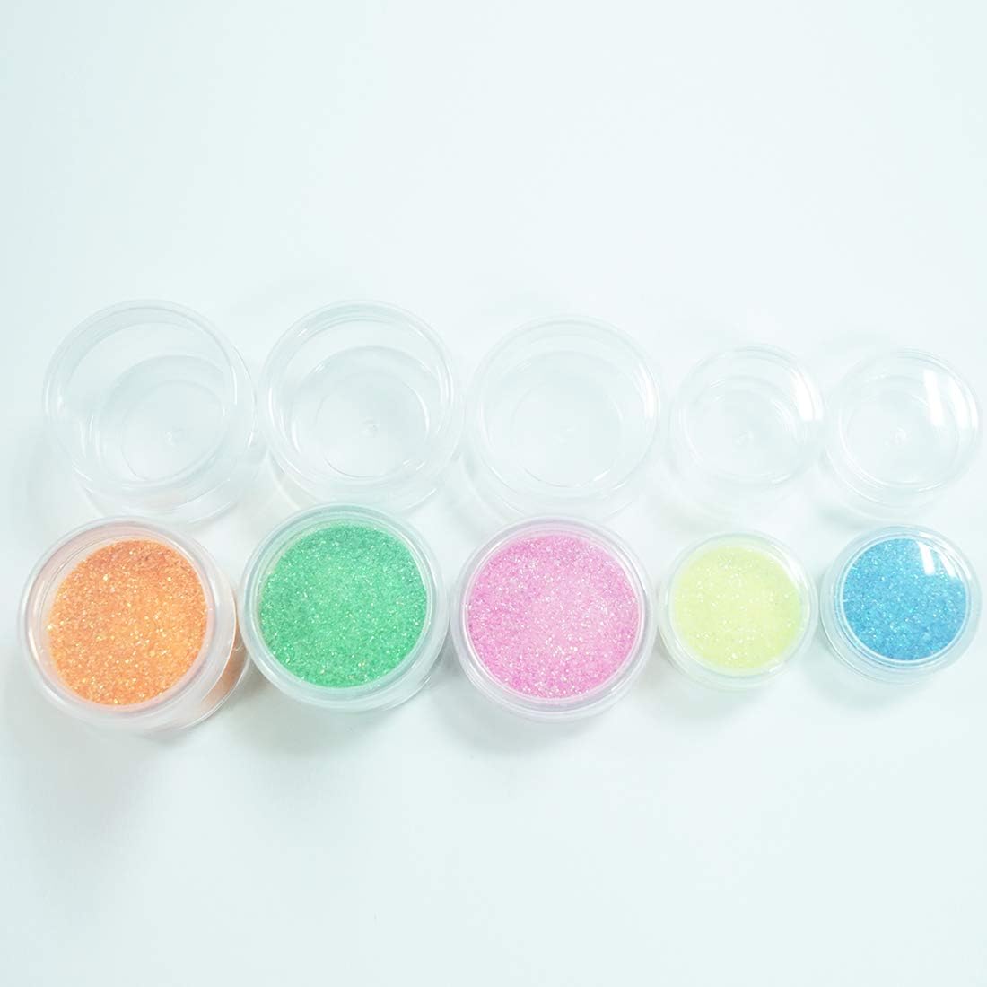 ZEJIA 10pcs Clear Sample Containers with Screw Lids,5 Size 3/5/10/15/20 Gram Empty Cosmetic Jars with 12pcs Lables and 2pcs Mini Disposable Spatula,Makeup Sample Containers BPA Free