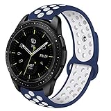 Galaxy Watch 42mm Band/Gear Sport Band - VIGOSS 20mm Silicone Strap Wristband for Samsung Galaxy Watch 42mm R810 & Gear Sport Smartwatch R600/Garmin VivoActive 3 (Blue/White, S/M)