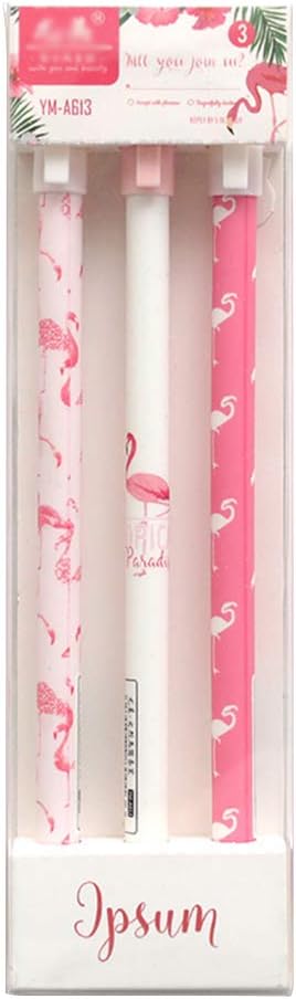 Gysad Gel Pens Black Ink Rollerball Pens Fine Point Flamingo Pattern Ballpoint Pens for Women Girls - Smooth Writing Pen Set, 0.5mm, Pack of 3