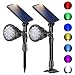 ROSHWEY Outdoor Solar Spotlights, Super Bright 18 LED Security Light Waterproof Wall Lamps for Garden Landscape Patio Porch Deck Garage (7 Colors, 2 Pack)