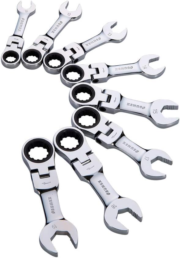 Sunex 9925M Metric Stubby Flex Head Combination Ratcheting Wrench Set