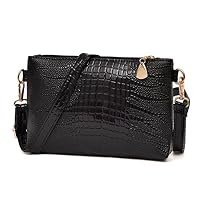 Shoulder Bag, Creazy Women Fashion Handbag Crocodile Pattern Shoulder Bag Small Tote Ladies Purse (Black)