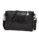 Shoulder Bag, Creazy Women Fashion Handbag Crocodile Pattern Shoulder Bag Small Tote Ladies Purse (Black)