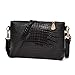 Shoulder Bag, Creazy Women Fashion Handbag Crocodile Pattern Shoulder Bag Small Tote Ladies Purse (Black)