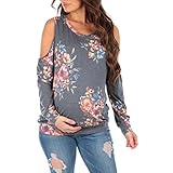 Mother Bee Women's Cold Shoulder Maternity Tunic Top by Rags and Couture ,Indigo,Medium