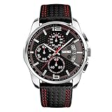 Skmei Men's Watches Built in Chronograph and Date with Black Leather Quartz Sports Casual Wrist Watch