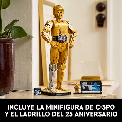 Star Wars 75398 C-3PO Figura de Droide - Kit de Maquetas para Adultos de Colección - Base, Placa Informativa y Minifigura - Regalo para Hombres y Mujeres Fans de la Saga