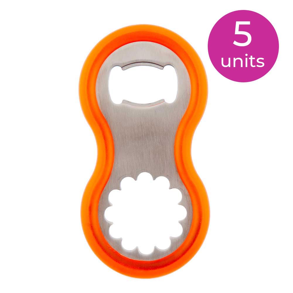 Koala Spain 20000154 Eight Multi-Purpose Bottle Opener for Crown or Screw Caps, Orange, 5 Units