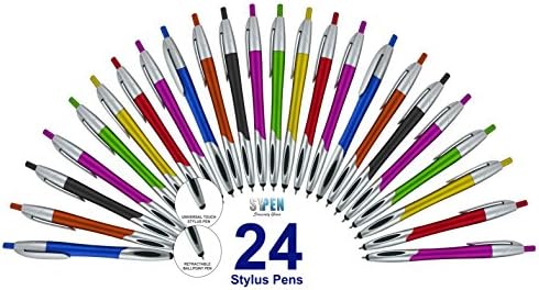 Multi-Function Stylus with Ball Point Pen for iPad Mini, iPad 2/3, New iPad, iPhone 5 4S 4 3GS, iPod Touch, Motorola Xoom, Xyboard, Droid, Samsung Galaxy S IV / S4, Galaxy S III (24 Pack)