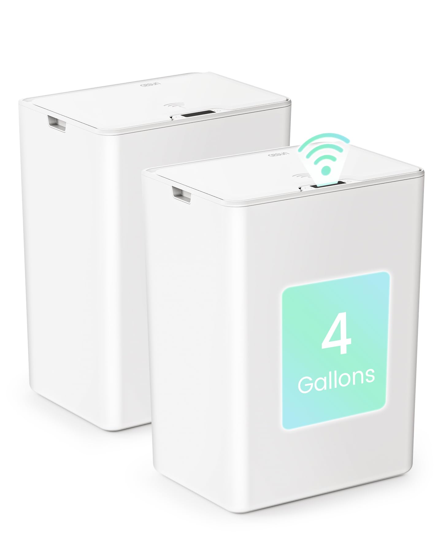 Photo 1 of Cesun 2 Pack 4 Gallon Bathroom Trash Can with Lid, Small Automatic Trash Can, Touchless Motion Sensor Garbage Can, White Plastic Waste Basket for Bathroom, Bedroom, Toilet, Office, Rv