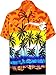 LA LEELA Beach aloha Short slevee Hawaiian Button down Shirts Men Orange_W138 XL