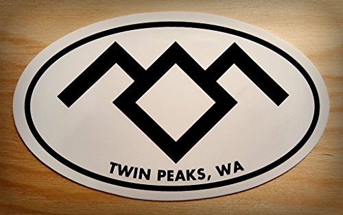 Twin Peaks Stickers, Black Lodge symbol on 4x3 oval bumper sticker with Twin Peaks, WA