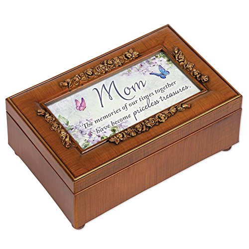 Cottage Garden Mom Times Together Treasures Woodgrain Rose Petite Music Box Plays Wind Beneath My Wings
