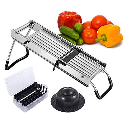 Shule Mandolin Slicer Adjustable Stainless Steel Vegetable Slicer With 5 Interchangeable Blades-Food Slicer-Vegetable Cutter and Cheese Slicer& Other Accessories - Thumbnail 6