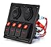 DCFlat 5 Pin 4 Gang / 6 Gang Car Marine Boat Circuit RV LED Rocker Switch Panel Breaker Voltmeter USB for RV Car Boat Blue / Red / Green Light (4 Gang Red)