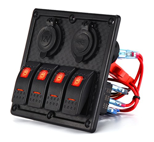 image for DCFlat 5 Pin 4 Gang / 6 Gang Car Marine Boat Circuit RV LED Rocker Swi