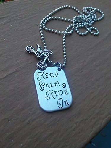 Keep Calm & Ride On - Dirt Bike Necklace - Hand Stamped Jewelry - Motocross Jewelry - Moto Mom - MX - ATV - BMX