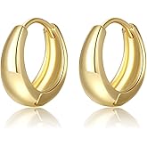 IUITY Gold Earrings, Hoop Earrings for Women 14K Gold Plated Chunky Hoop Ear Rings for Women | Lightweight Statement Twisted Endless Wave Hoops Earrings