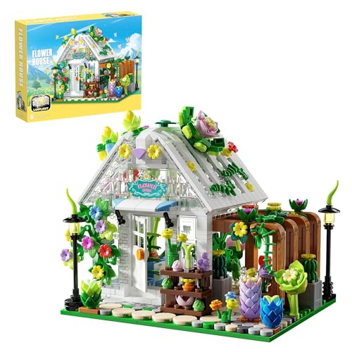 Uniiking® Flower House Building Set with Lights, Garden House Building Toy Kits Compatible with Trend, Creative Greenhouse Playset, Christmas Birthday Gift for Adults or Girls 8-12 Years(769PCS)