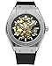 Carrie Hughes Men's Steampunk Automatic Stainless Steel Watch Black Rubber Strap (CH679)