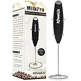 PowerLix Milk Frother Handheld Battery Operated Electric Foam Maker For Coffee, Latte, Cappuccino, Hot Chocolate, Durable Drink Mixer With Stainless Steel Whisk, Stainless Steel Stand Include