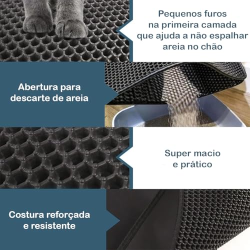 Tapete Higiênico Coletor de Areia para Gatos Petizada