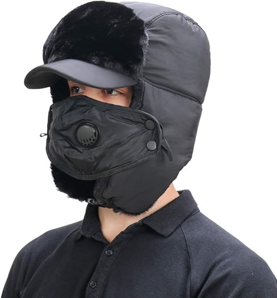 Trapper Hat for Men with Earflaps Winter Bomber hat Face