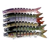 Isafish Swimbaits For Bass Crankbait Bionic Multi Jointed 8 Segment Pike Fishing Lures Minnow Hard Bait 5.35 Inch 0.66 Ounce