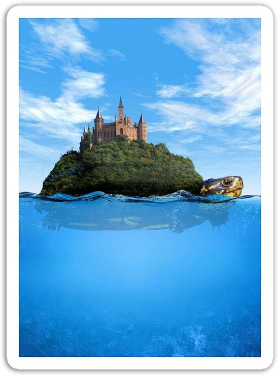 gordonstore Sticker Creature Animal Turtle with Castle Animals Fauna (3" x 4", 3 PCS/Pack)