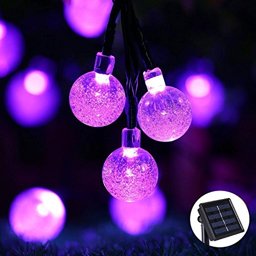 image for Icicle Halloween Solar String Lights, 20ft 30 LED Outdoor Globe Crysta