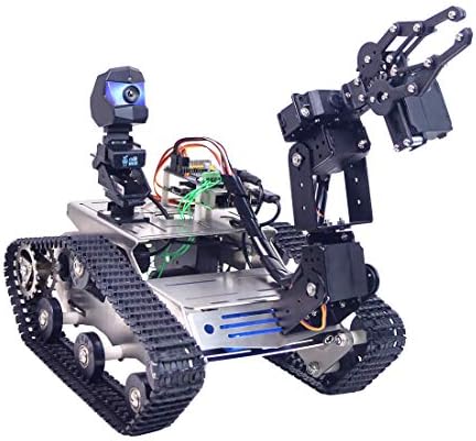 DXX Programmable Robot Kit for Arduino MEGA Programming Track Car WiFi Bluetooth FPV Tank With Arm Line Patrol Obstacle Avoidance Version Small Claw
