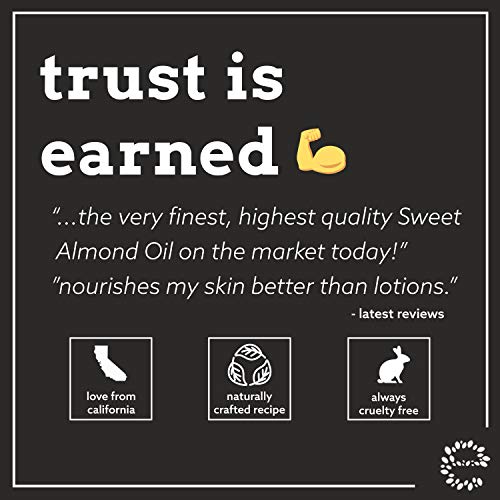 Eve Hansen Organic Sweet Almond Oil For Skin | (8 oz) Hair Growth Oil, Body Oil for Dry Skin, Carrier Oil for Essential Oils | Massage Oil, Organic Face Moisturizer for Skin, Hair Oil and Nail Oil