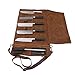 16 Oz Waxed Canvas Chef's Knife Roll Up Storage Bag Waterproof Multi Purpose Knife Tote Bag with 10 Slots 3 Kitchen Utensils & 1 Zipper Pocket - Easily Carried Handle & Adjustable Shoulder HGJ38