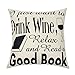 Ogiselestyle I Just Want to Read A Good Book Motivational Sign Cotton Linen Home Decorative Throw Pillow Case Cushion Cover with Words for Book Lover Sofa Couch 18