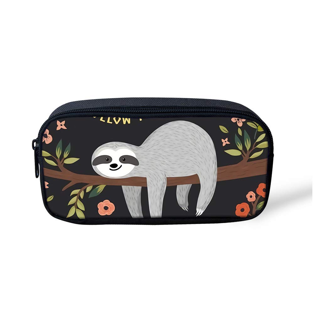 Kuiaobaty Sloth Pencil Case Follow Your Dream Print Small Pencil Case Pen Box Multifunction Pouch for Boys Girls