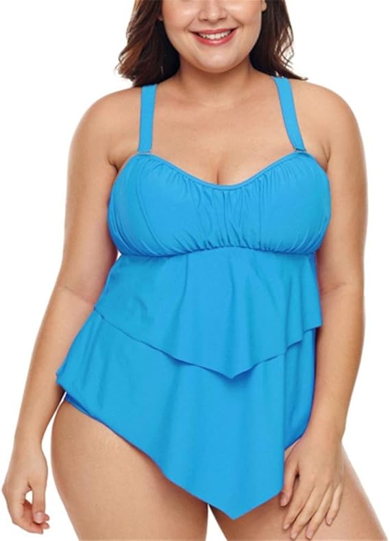 Amazon Suphen 女性のプラスサイズのセクシーなパッド入りワンピース水着ストラップ背中の開いた固体ワンピースプラスサイズの水着 色 青 サイズ Xxxl タンキニ 通販