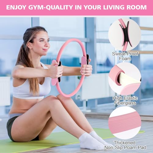 Kit básico de anéis de Pilates, conjunto de equipamentos para exercícios em casa com bola de 25 cm, faixas elásticas, acessórios, conjunto de Pilates para pernas e braços