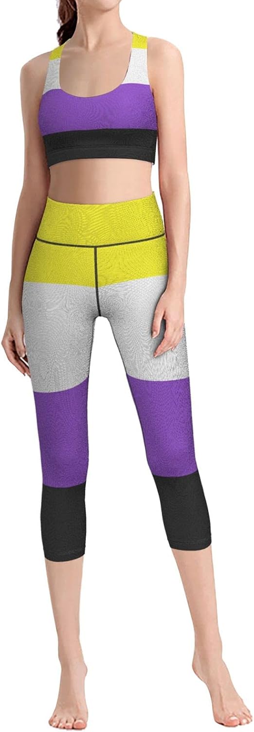 Pride Flag NB Pride Gender Identity Women Yoga Set 2 Piece