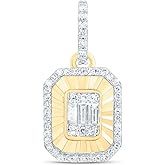 Jewels By Lux 14K Yellow Gold 1/4Cttw Natural Diamond Cn Fashion Emerald Pendant