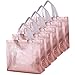 Gesodant Bling Glossy Glitter Durable Reusable Grocery Handles Bag Medium Non-woven Gift Shopping Bag Totes Set Of 5 (Pink)